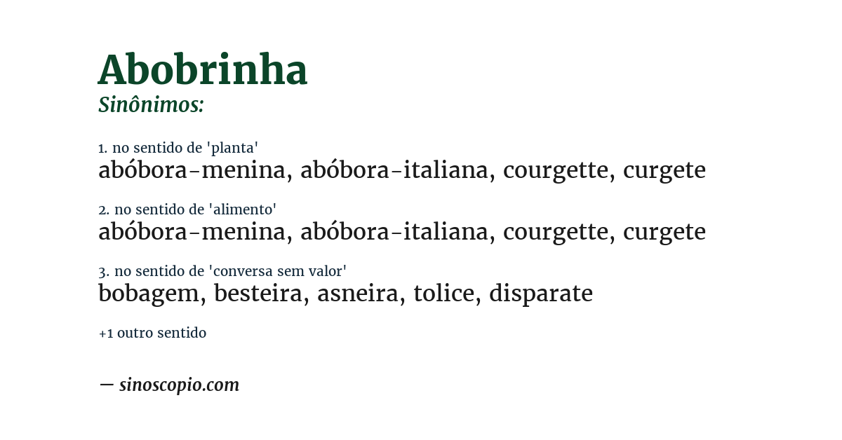 Sinônimo de abobrinha