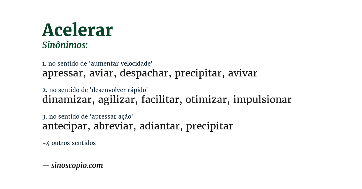 Sinônimo de acelerar