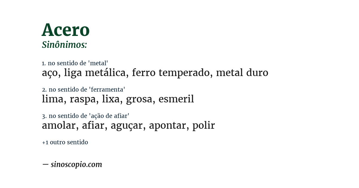Sinônimo de acero