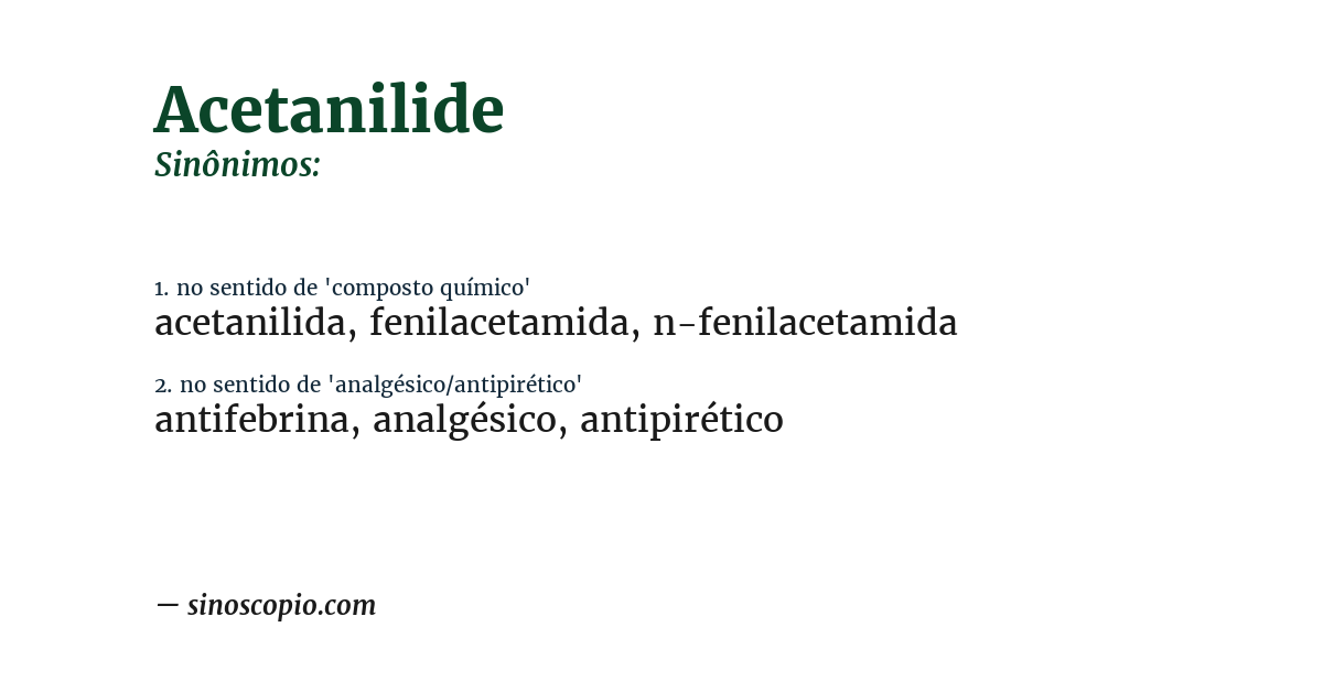 Sinônimo de acetanilide