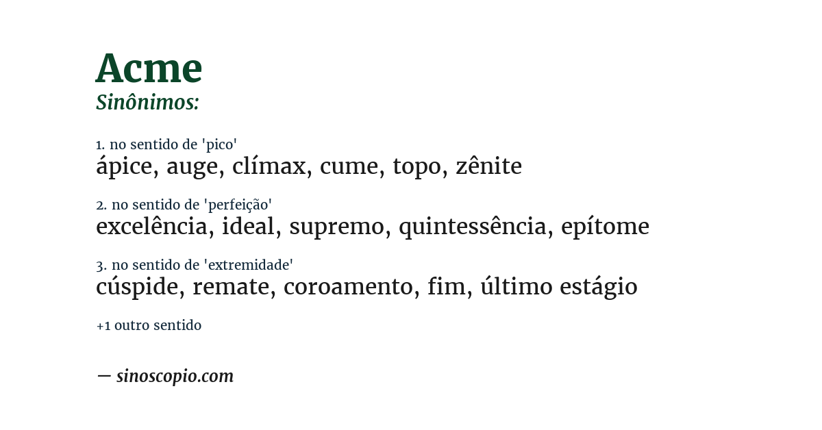 Sinônimo de acme