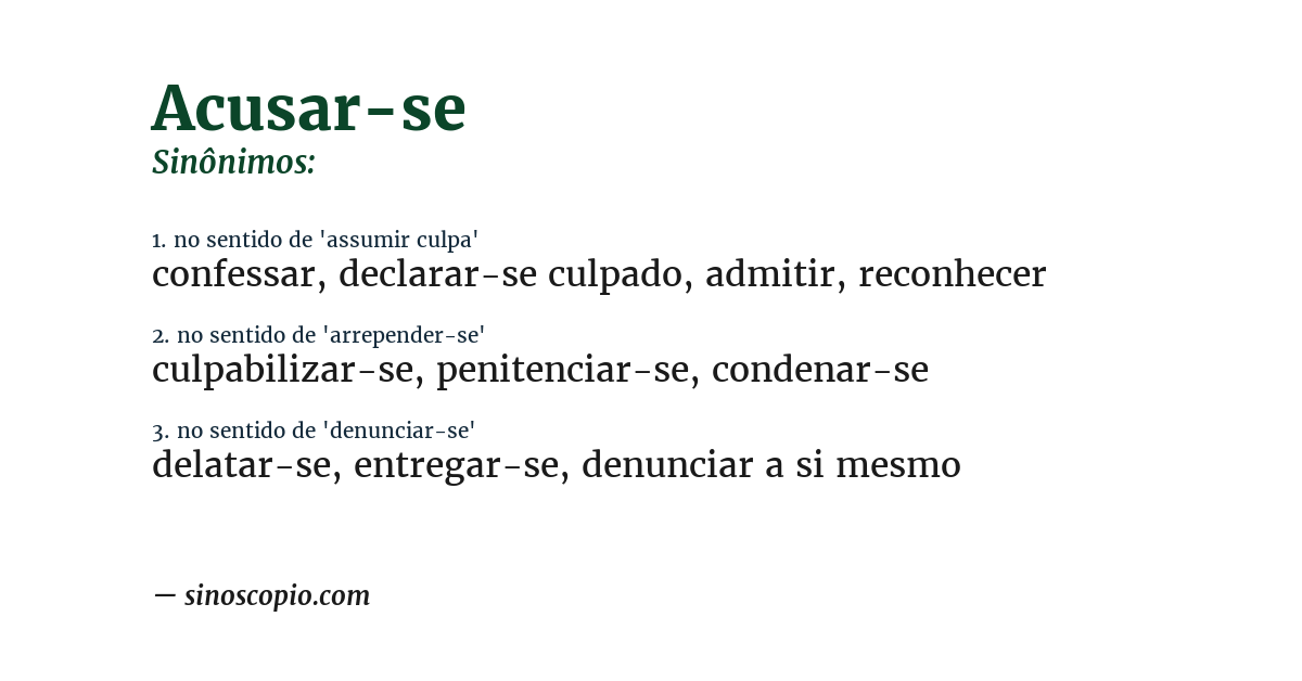 Sinônimo de acusar-se