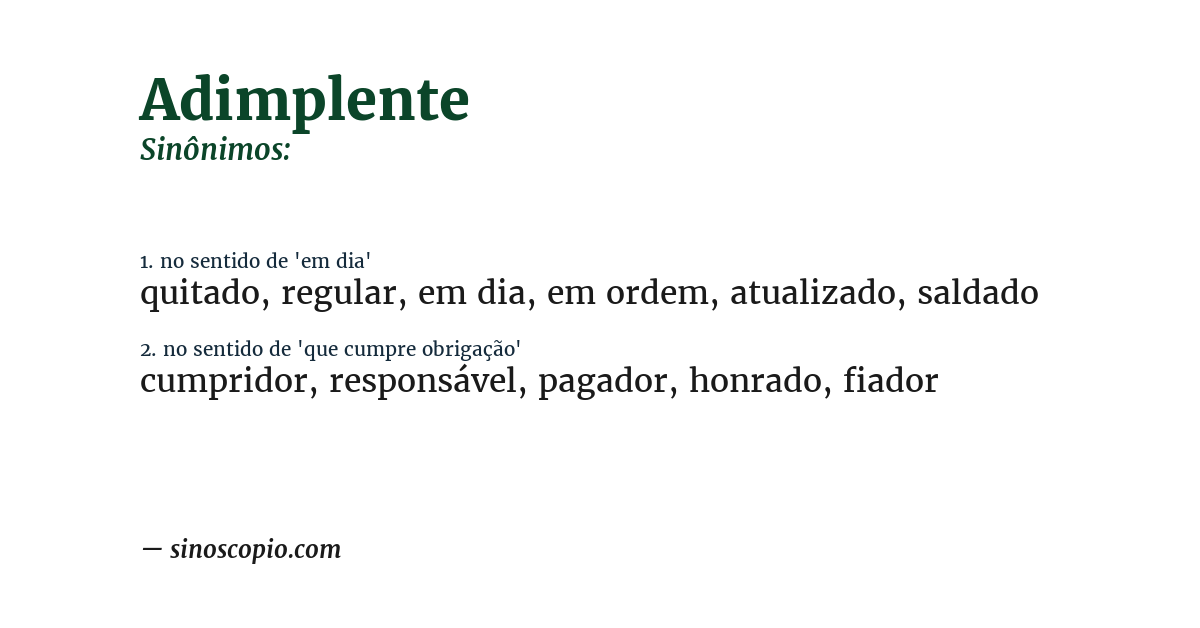 Sinônimo de adimplente