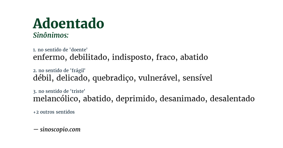 Sinônimo de adoentado