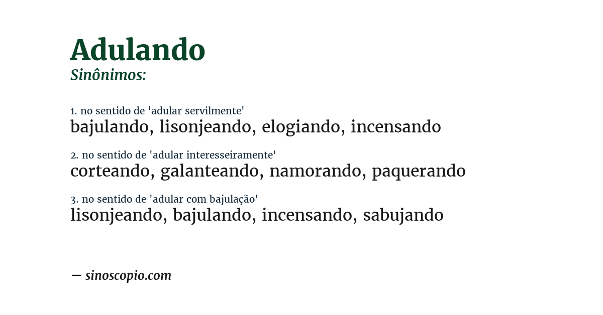 Sinônimo de adulando