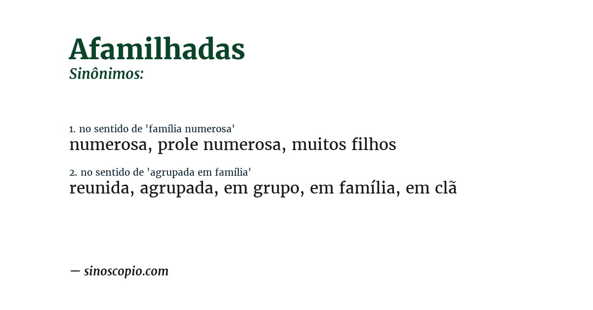 Sinônimo de afamilhadas