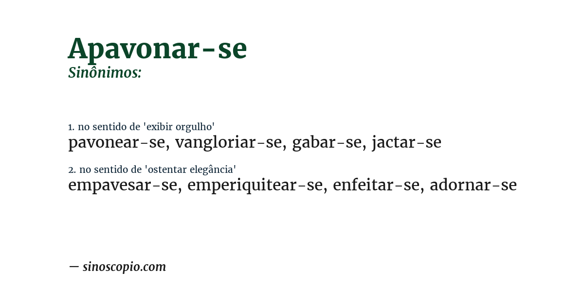 Sinônimo de apavonar-se