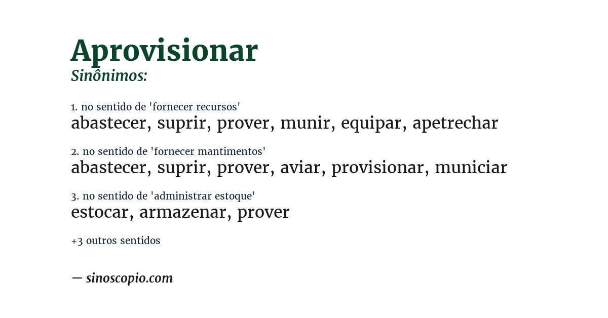 Sinônimo de aprovisionar