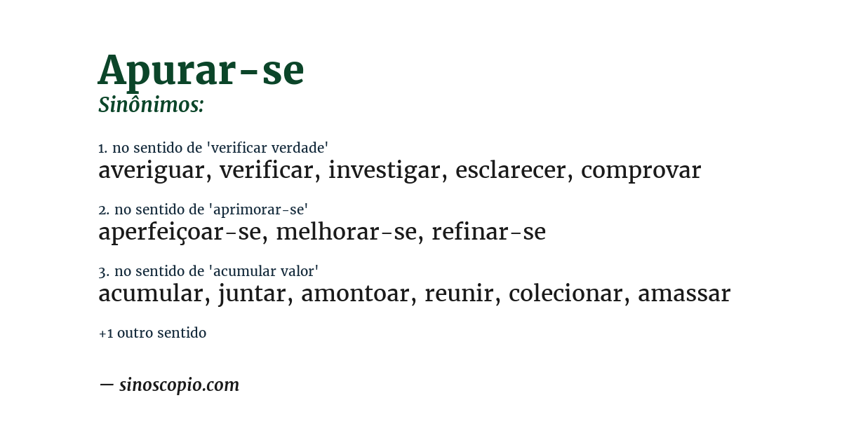 Sinônimo de apurar-se
