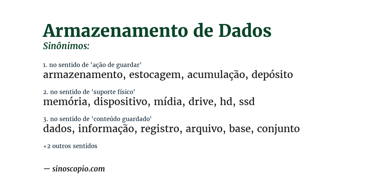 Sinônimo de armazenamento de dados