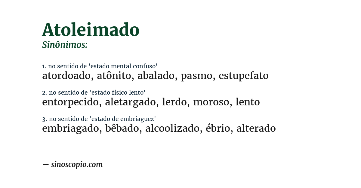 Sinônimo de atoleimado
