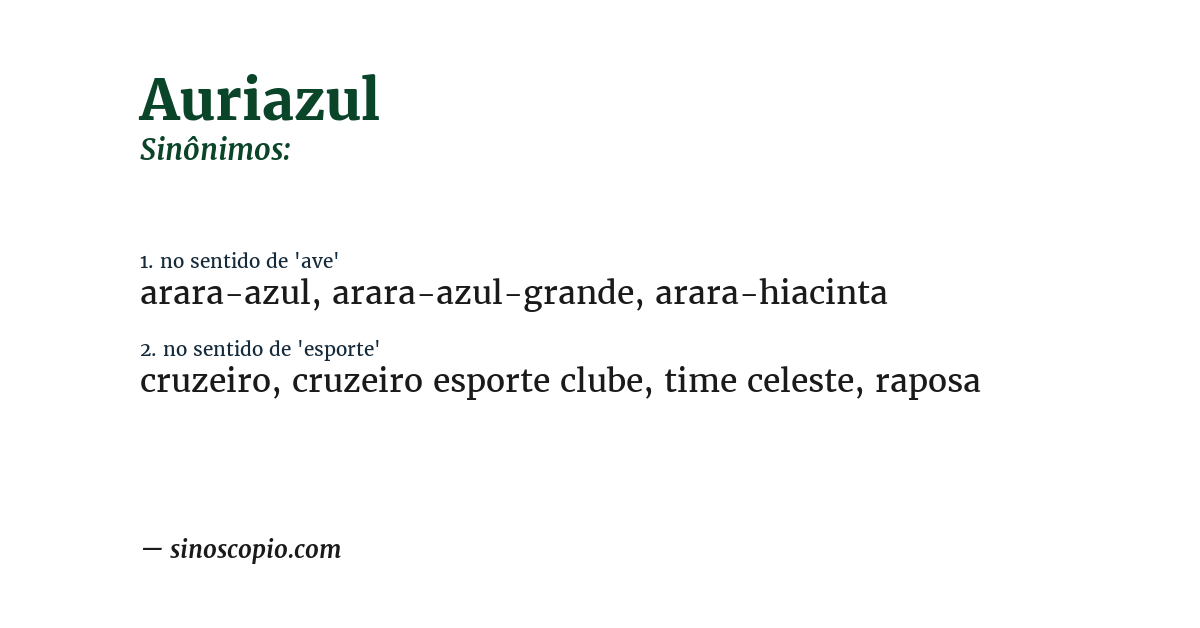 Sinônimo de auriazul