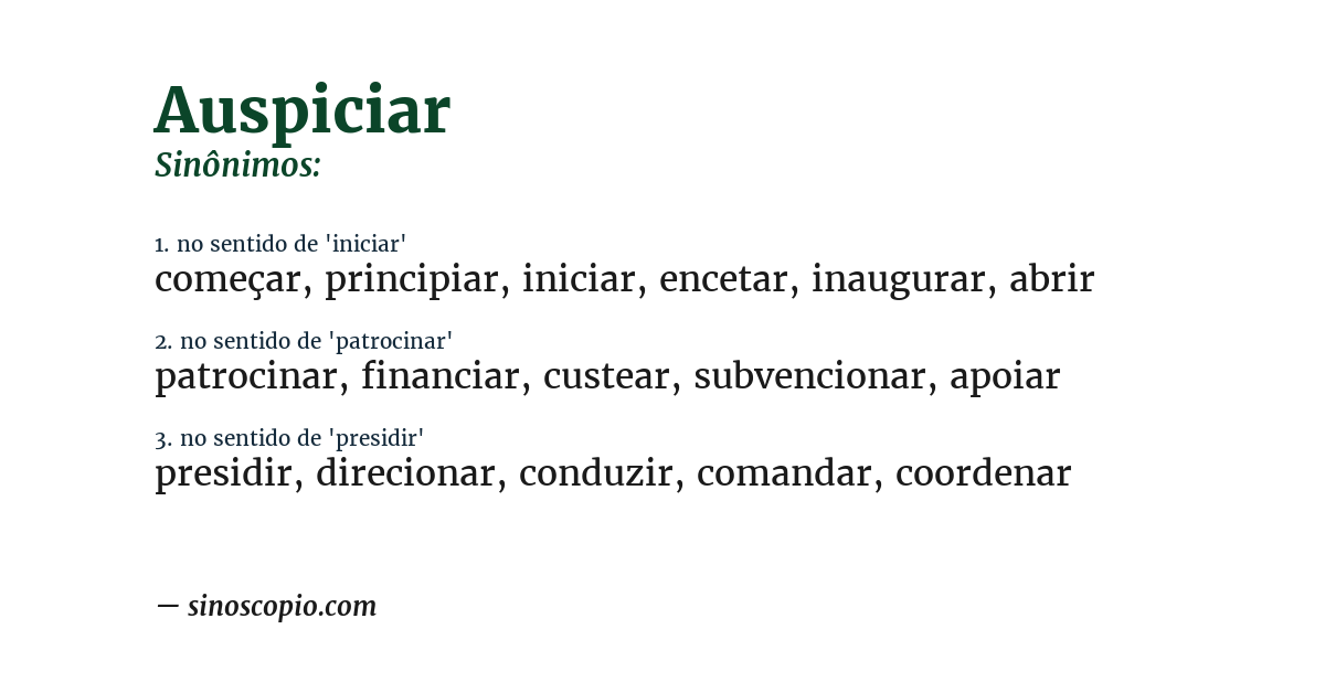 Sinônimo de auspiciar