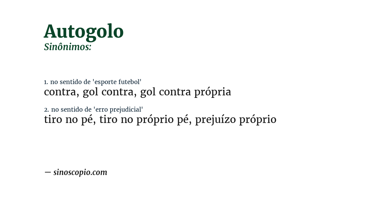 Sinônimo de autogolo