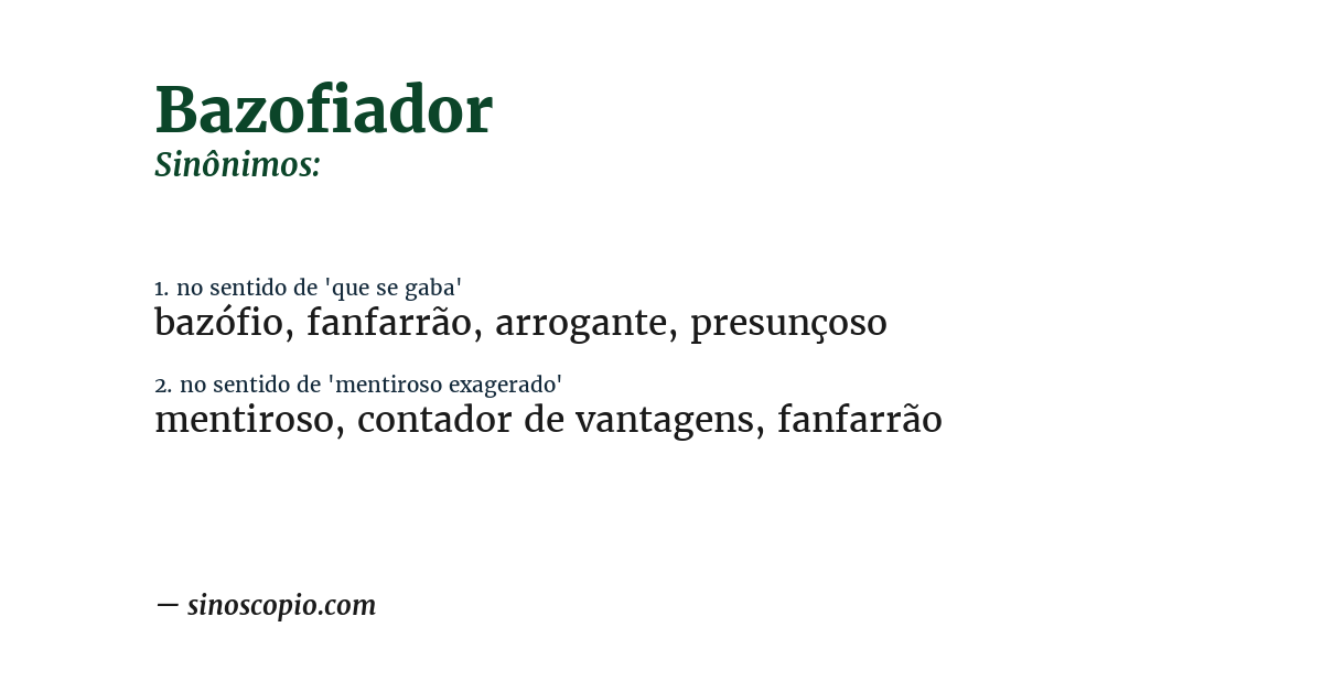 Sinônimo de bazofiador
