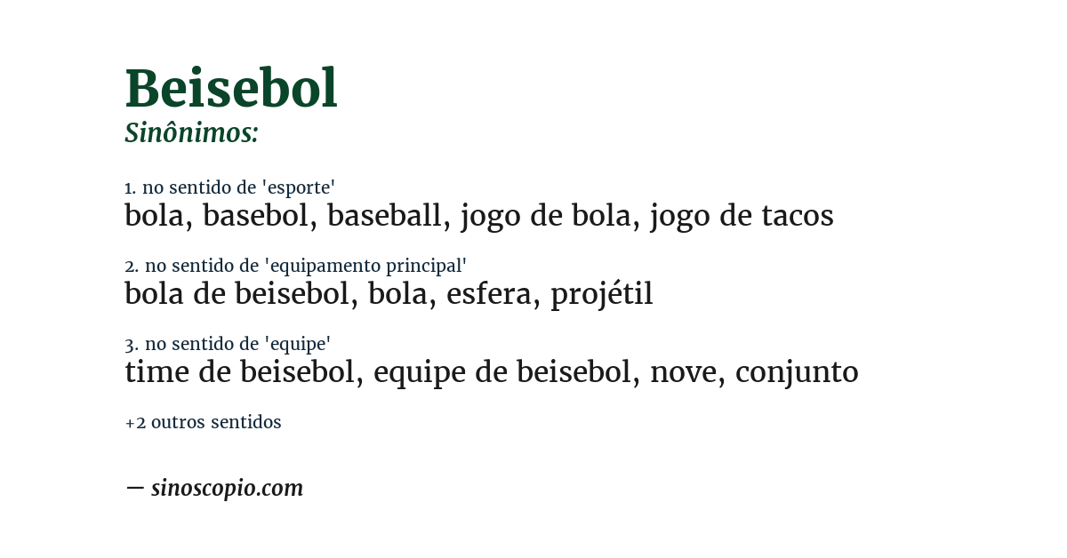 Sinônimo de beisebol