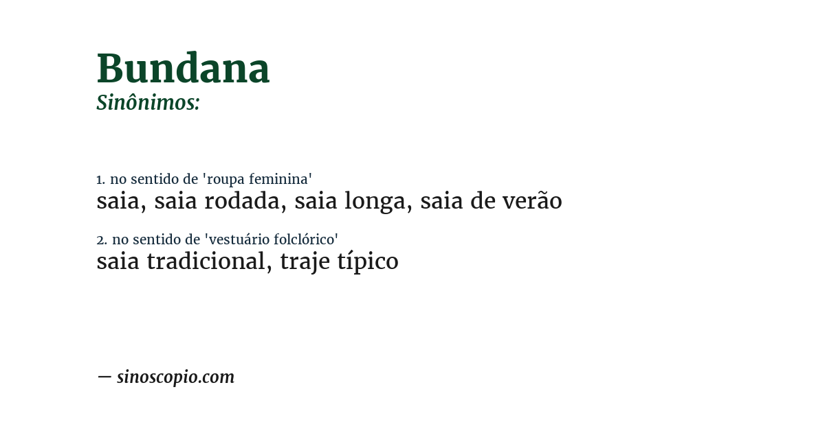 Sinônimo de bundana