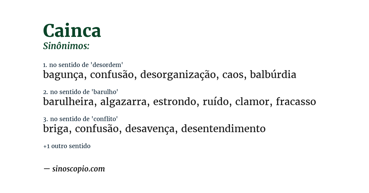 Sinônimo de cainca