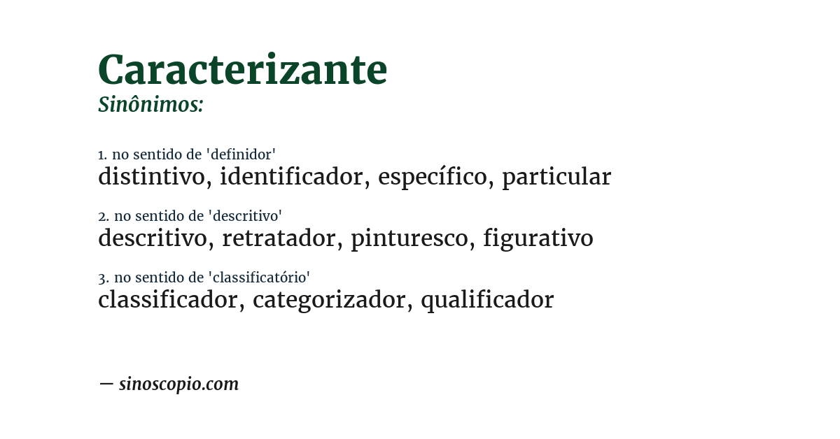 Sinônimo de caracterizante