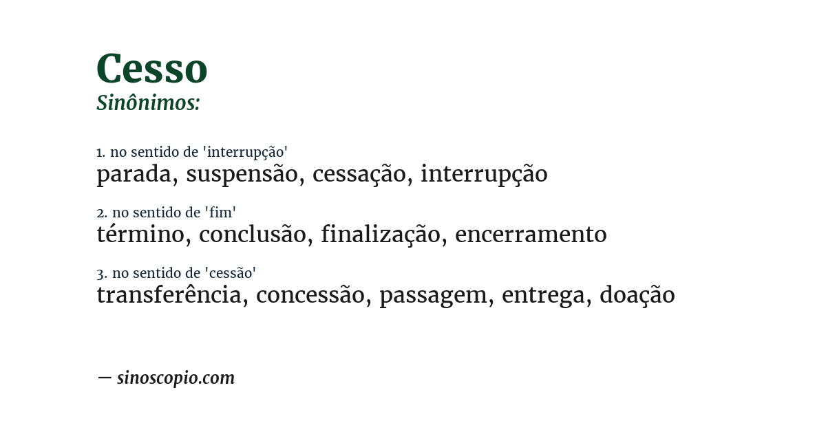 Sinônimo de cesso