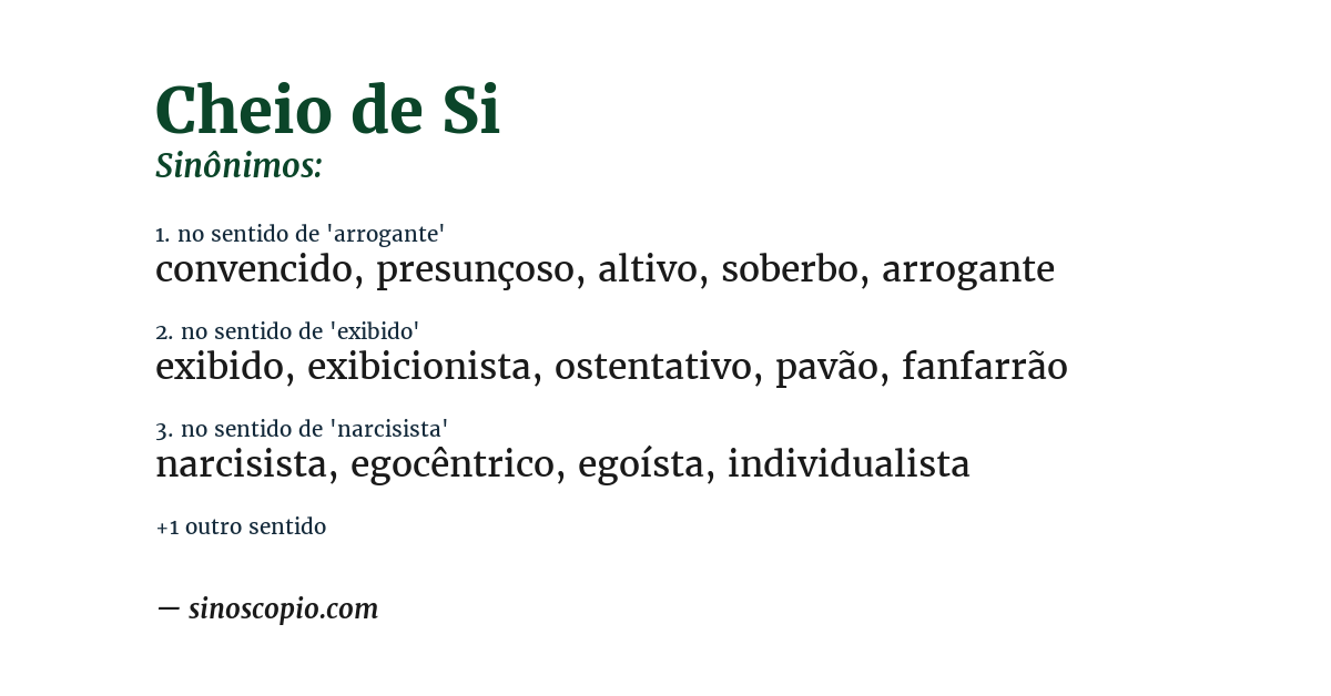 Sinônimo de cheio de si