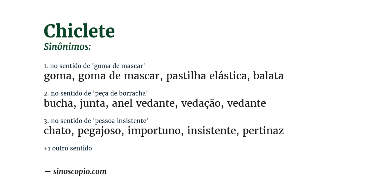 Sinônimo de chiclete