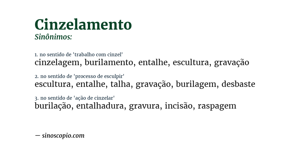 Sinônimo de cinzelamento