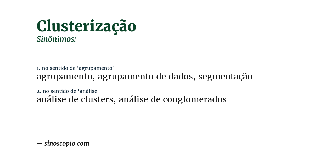 Sinônimo de clusterização
