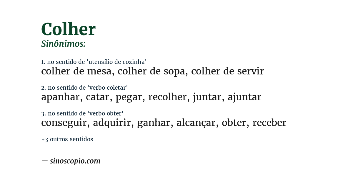 Sinônimo de colher