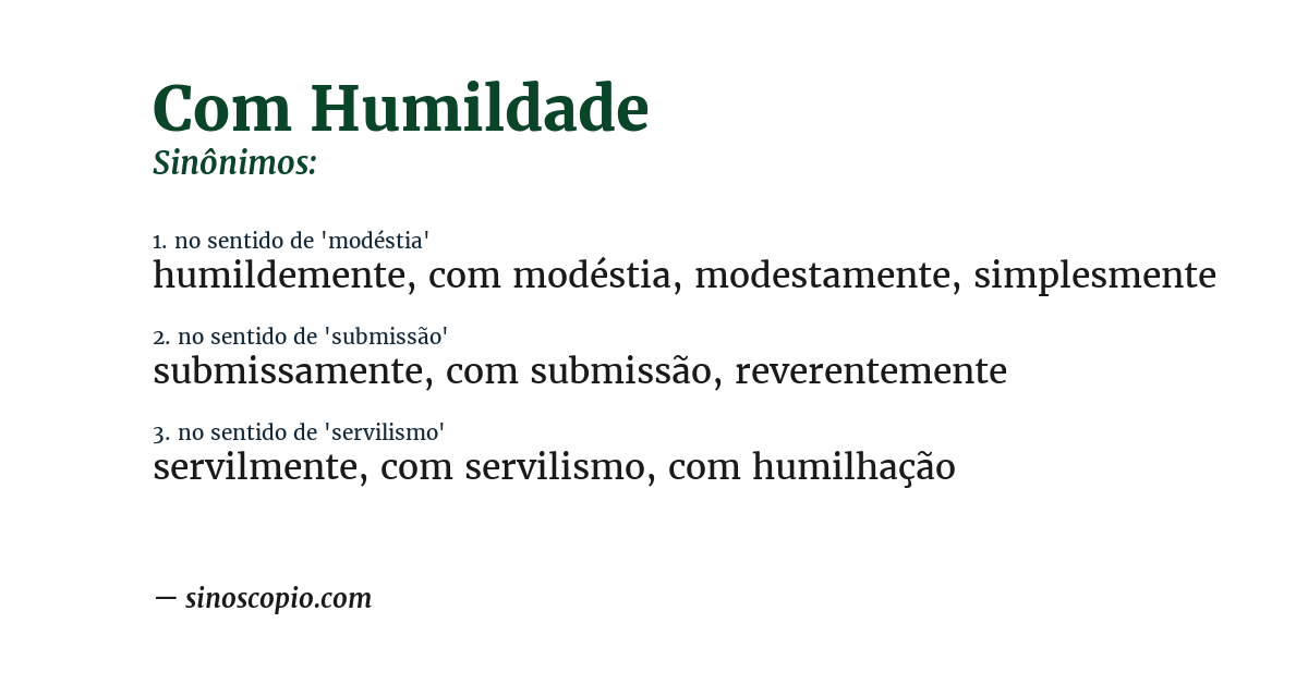 Sinônimo de com humildade