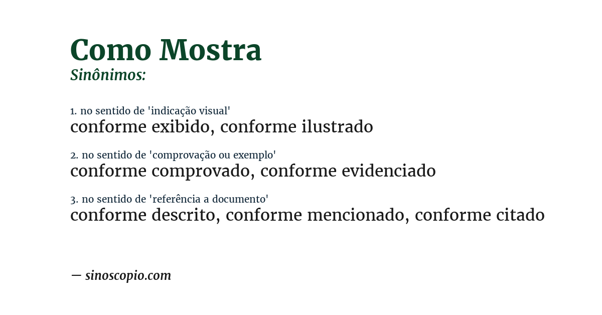 Sinônimo de como mostra
