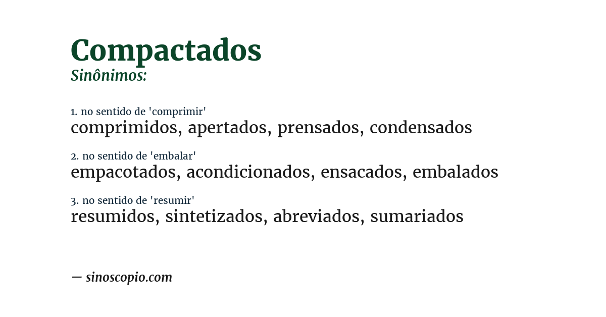 Sinônimo de compactados