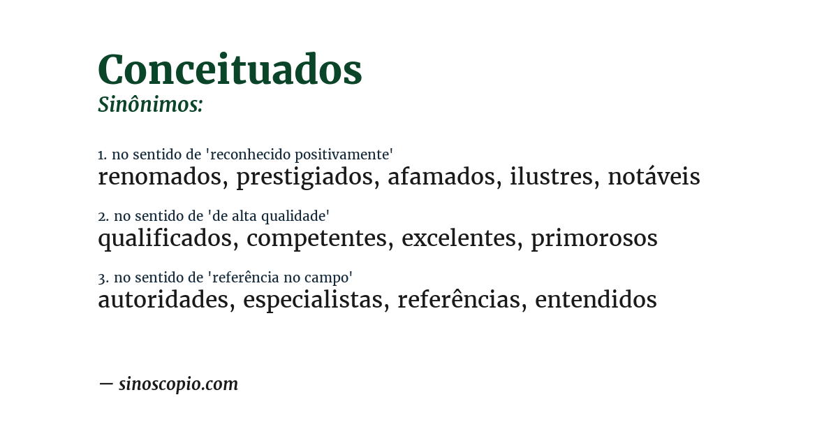Sinônimo de conceituados