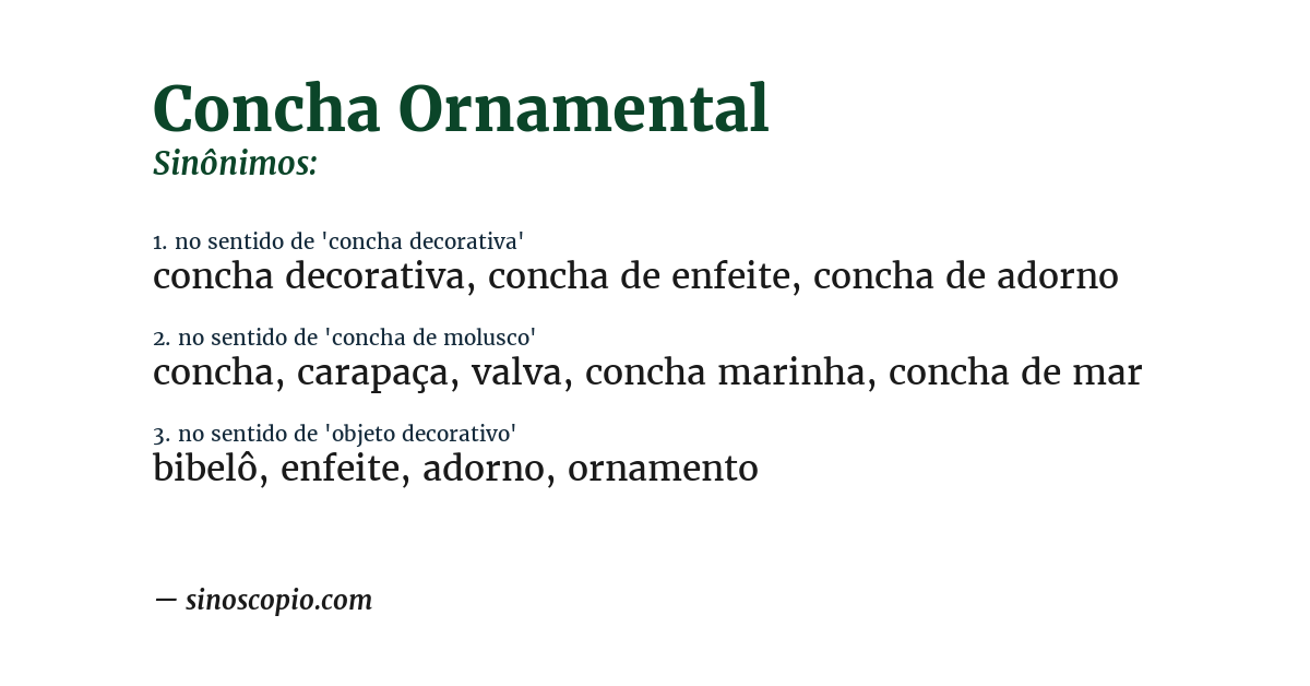 Sinônimo de concha ornamental