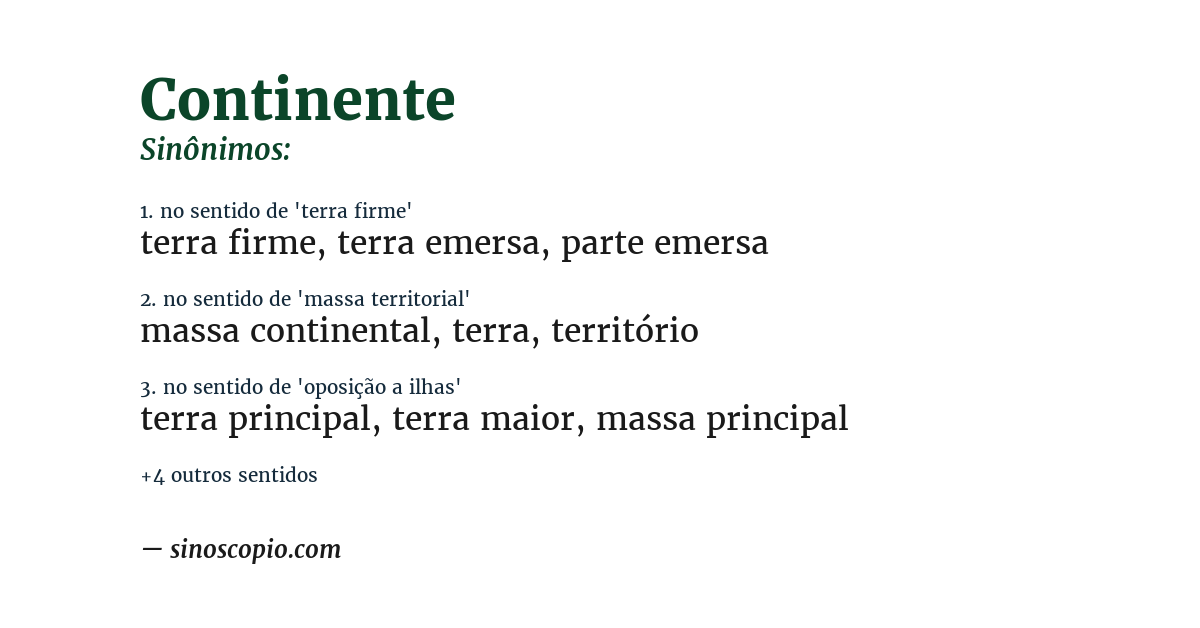 Sinônimo de continente