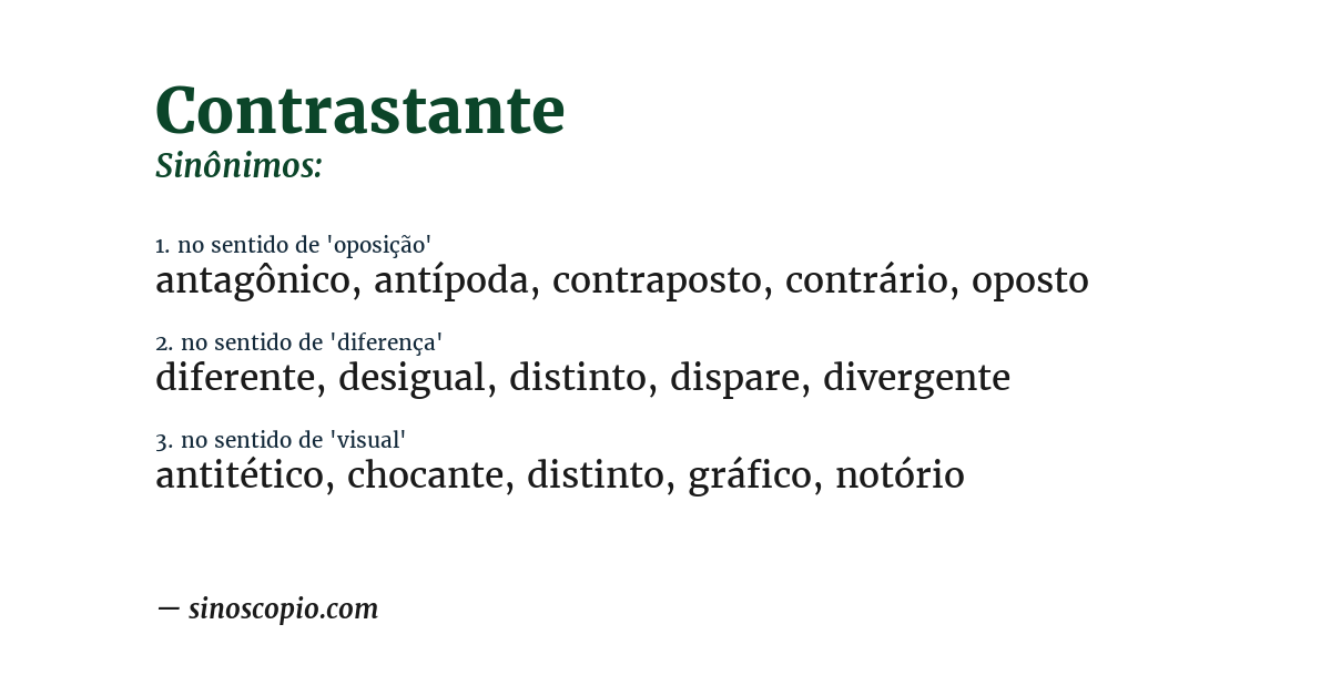 Sinônimo de contrastante