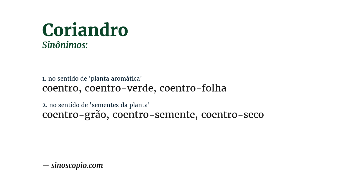 Sinônimo de coriandro