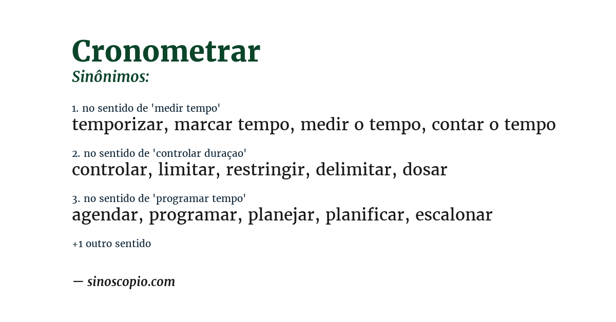 Sinônimo de cronometrar