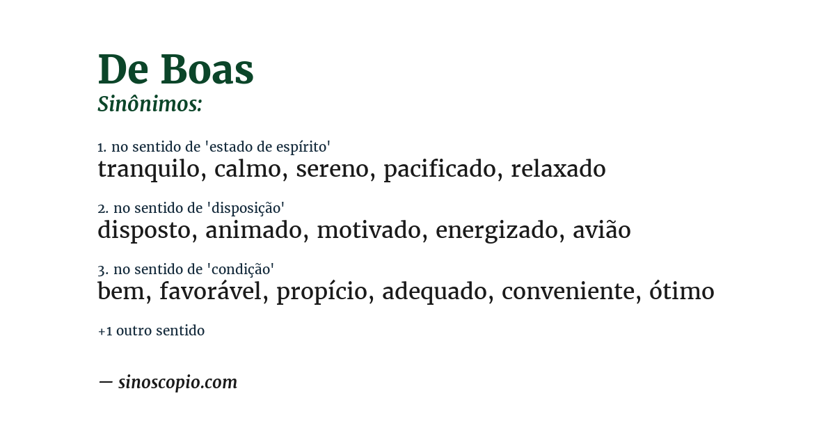 Sinônimo de de boas