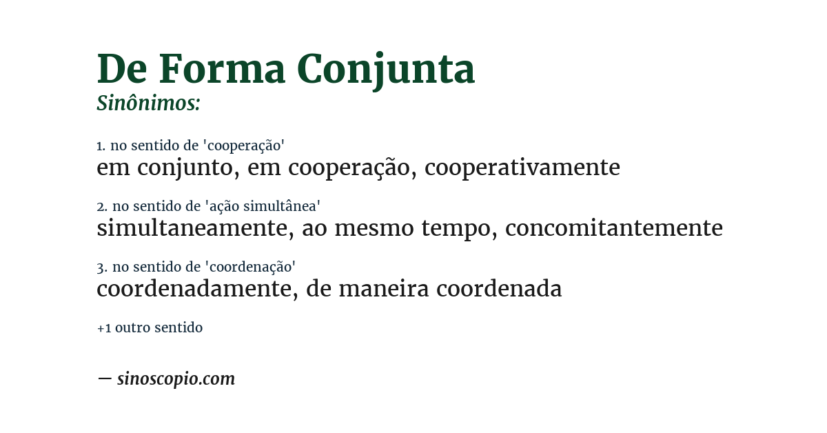 Sinônimo de de forma conjunta