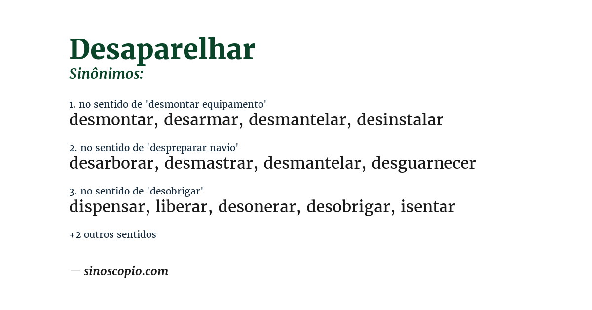 Sinônimo de desaparelhar