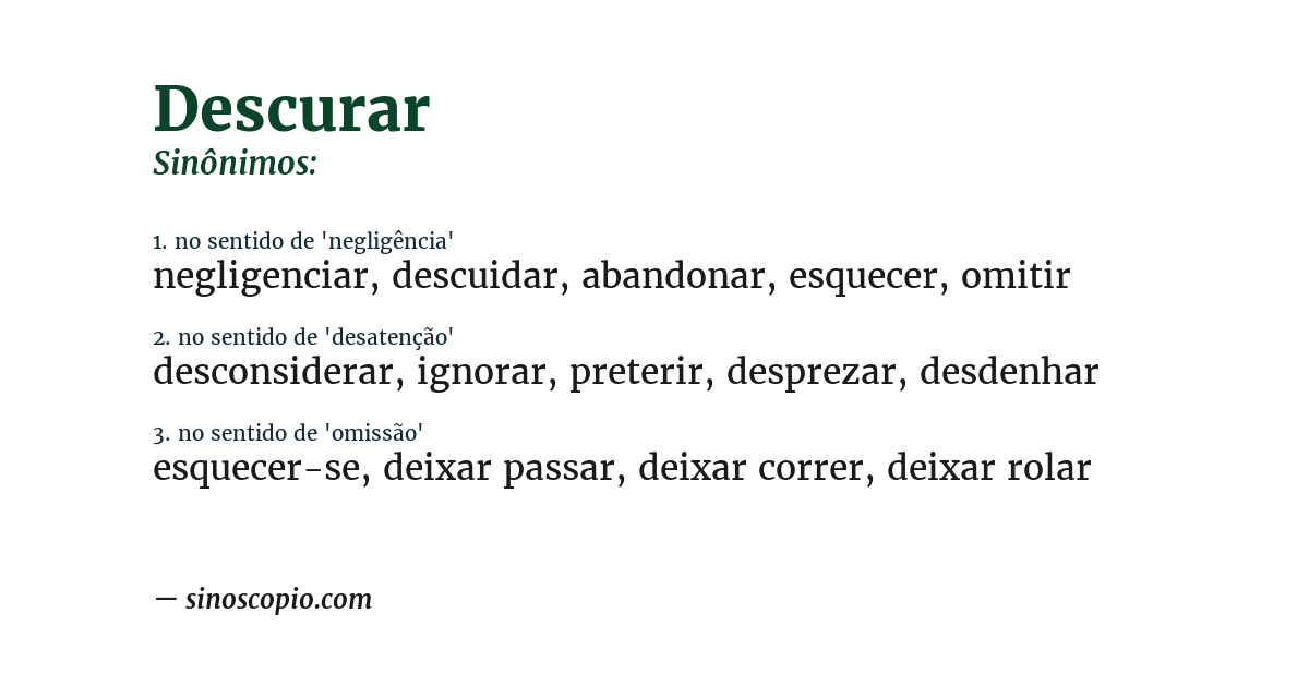 Sinônimo de descurar