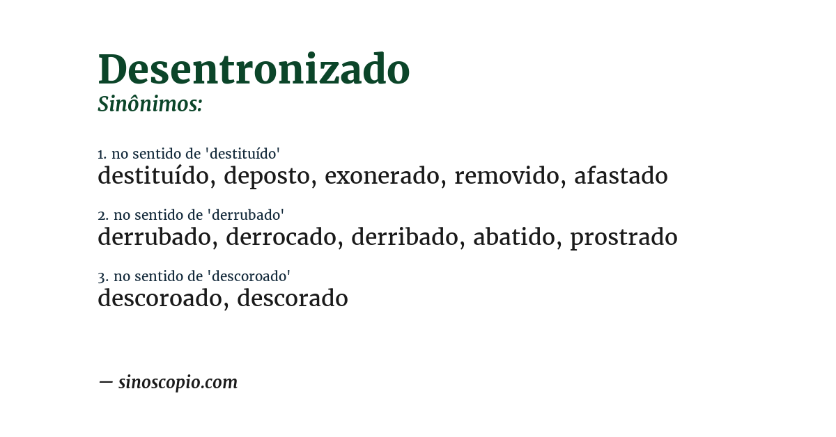 Sinônimo de desentronizado