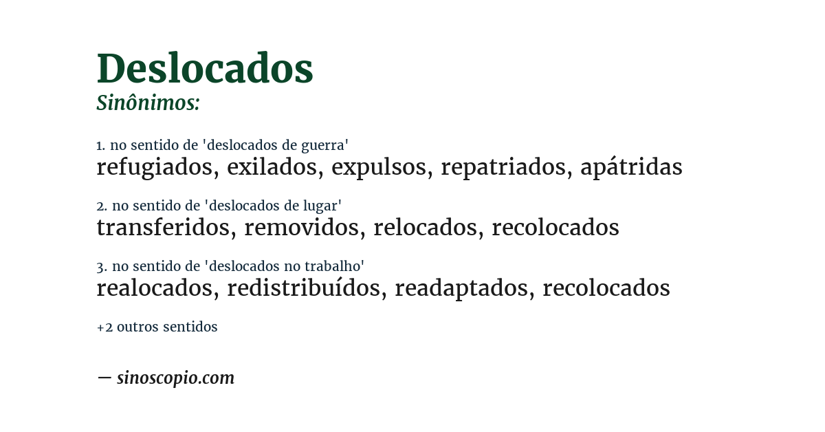 Sinônimo de deslocados