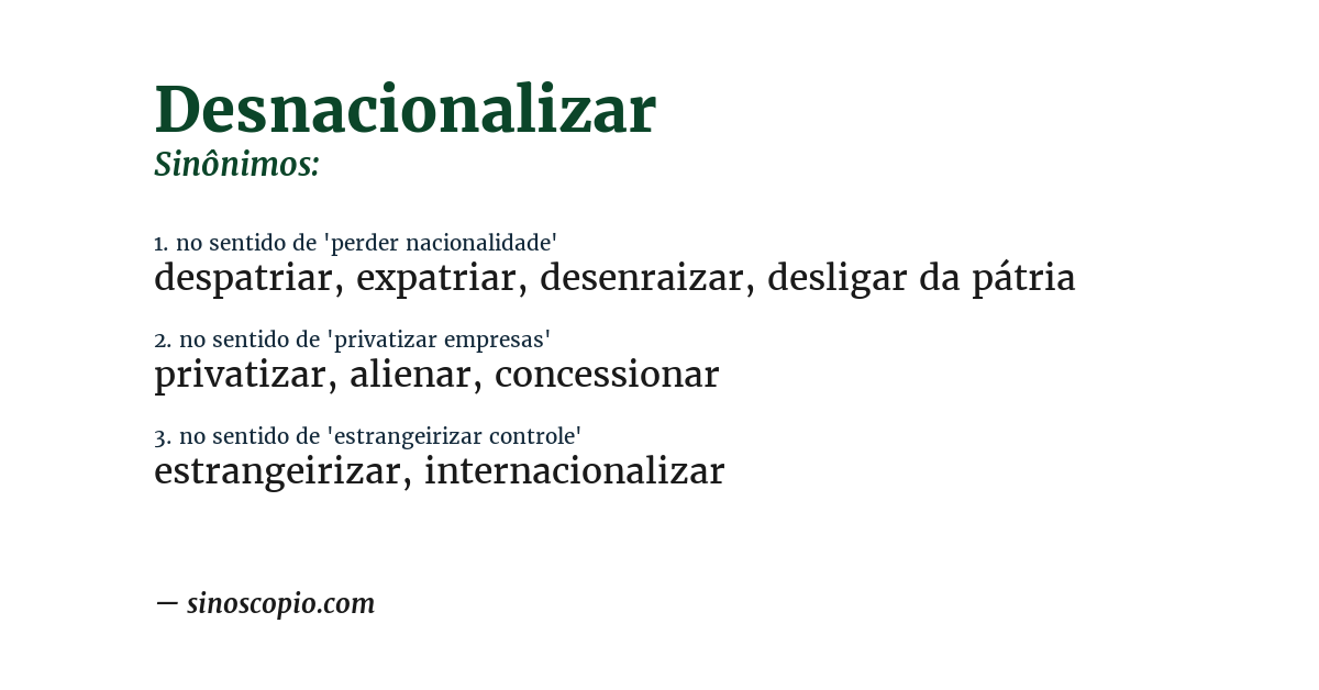 Sinônimo de desnacionalizar