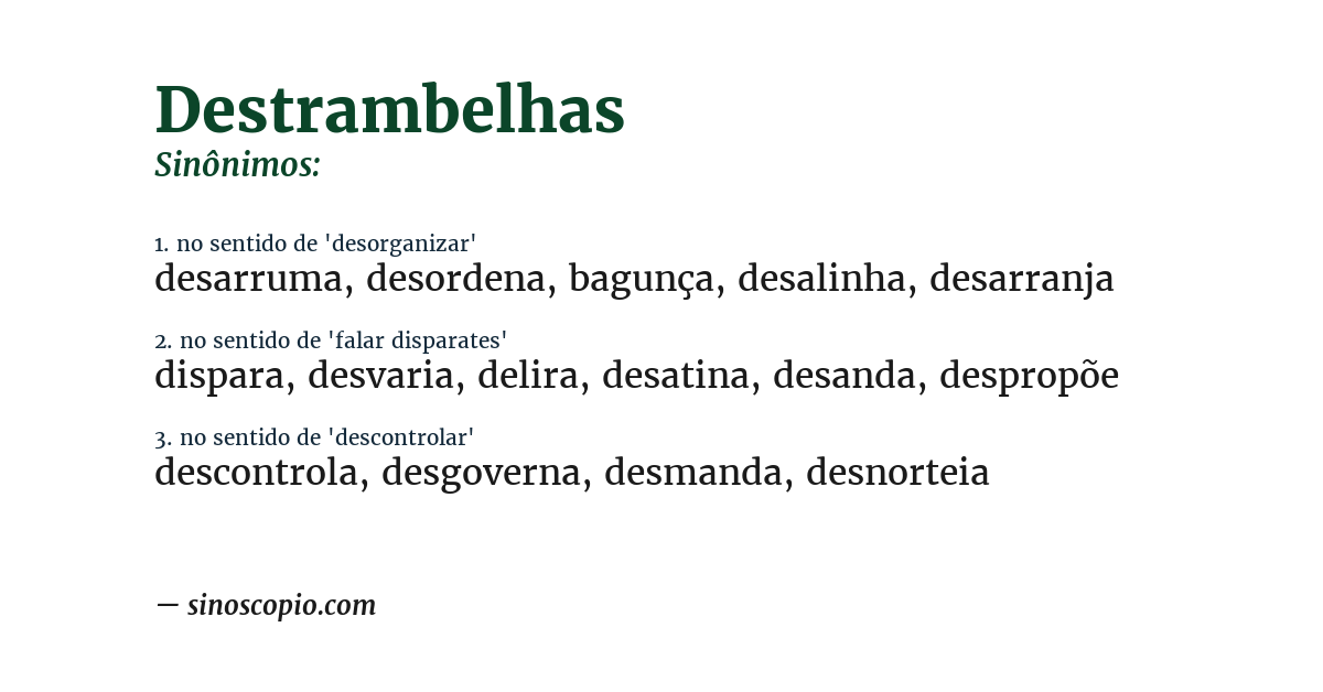 Sinônimo de destrambelhas