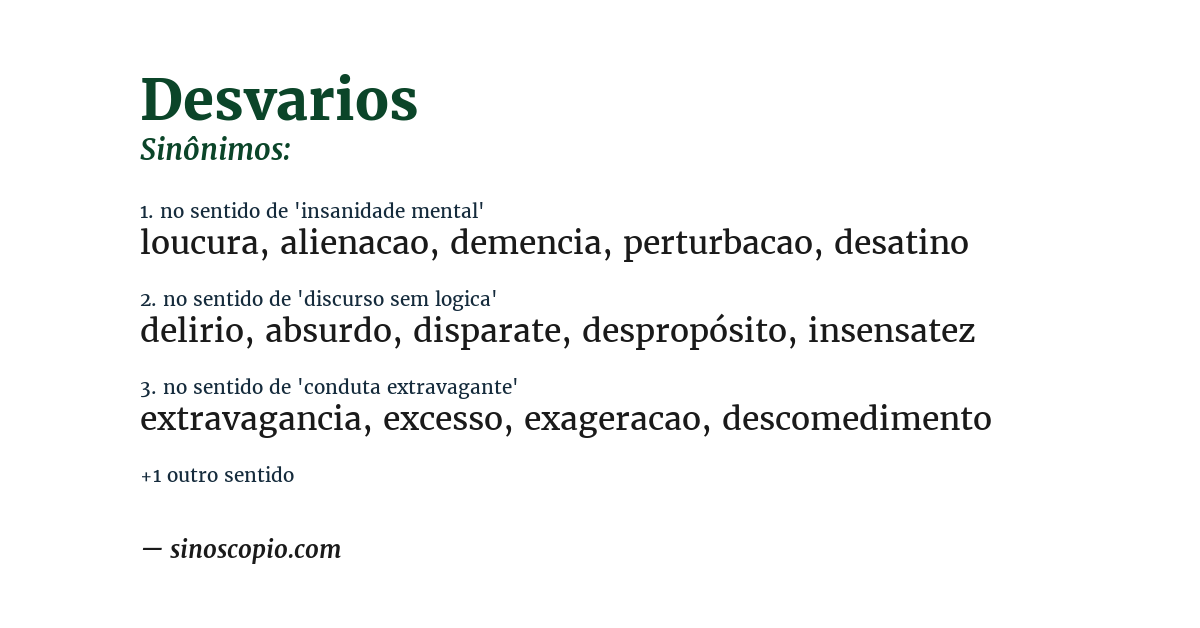 Sinônimo de desvarios