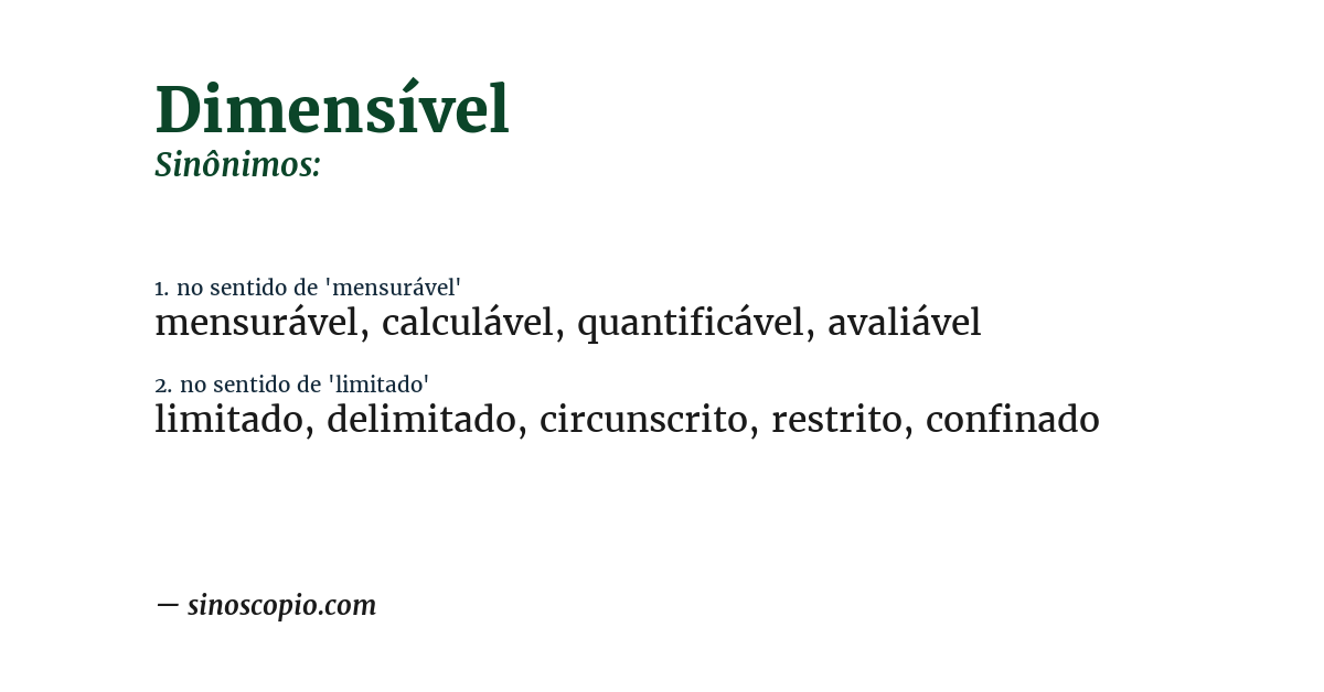 Sinônimo de dimensível