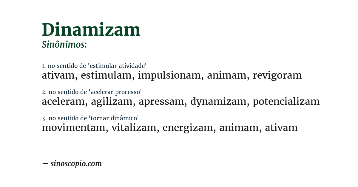 Sinônimo de dinamizam