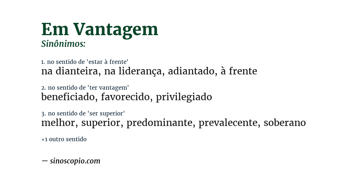 Sinônimo de em vantagem